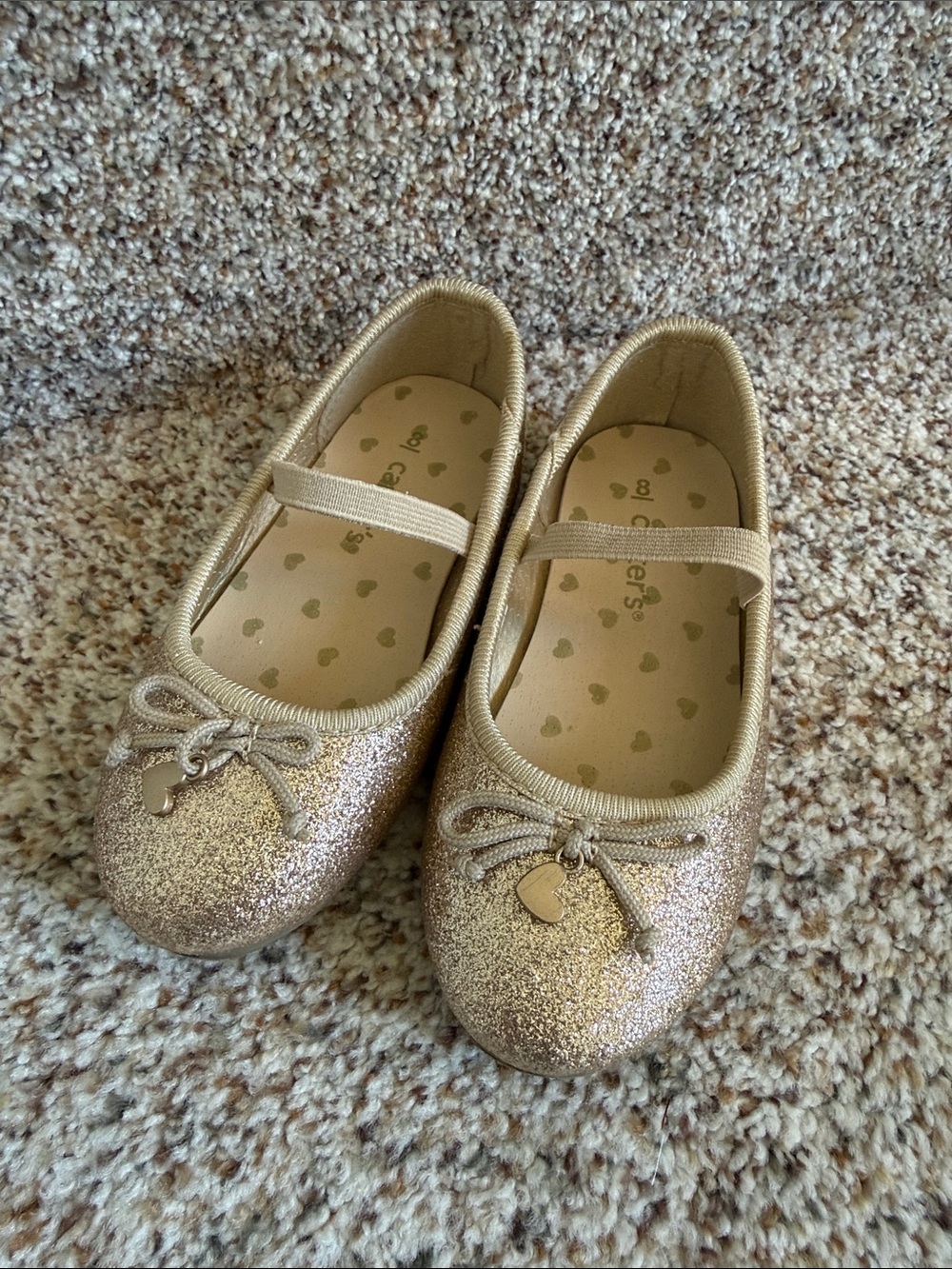 Carter's Gold Glitter Mary Jane Flats with Heart Charm